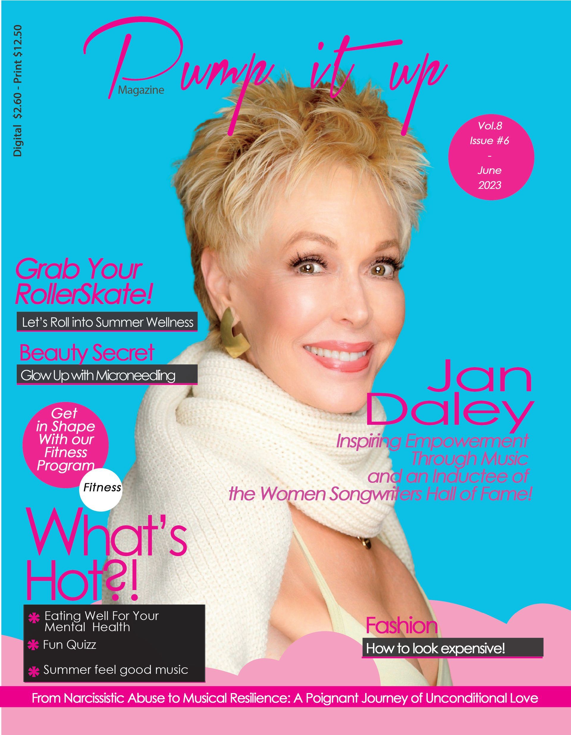 A woman is on the cover of a magazine called pump it up