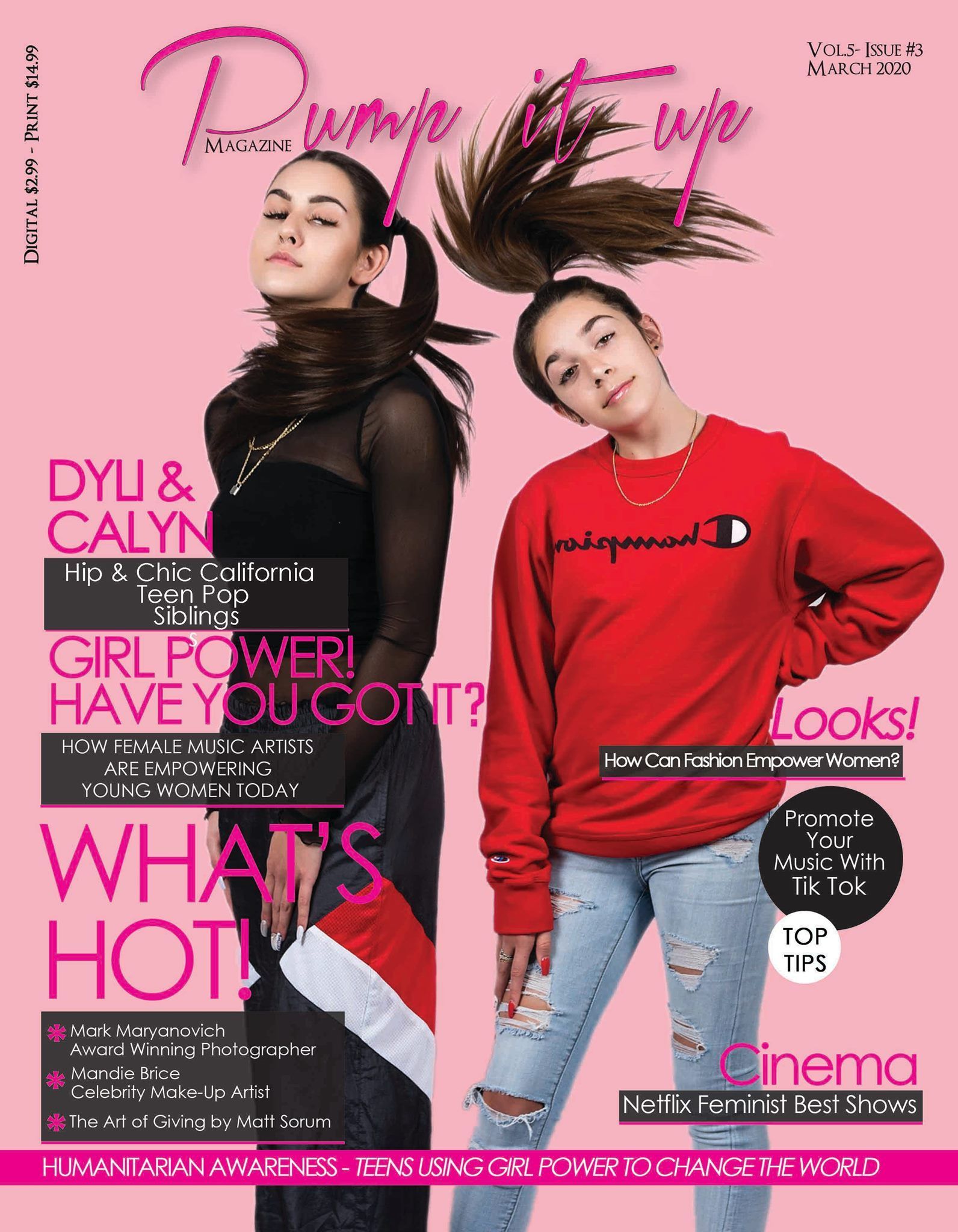 Two girls are on the cover of a magazine.