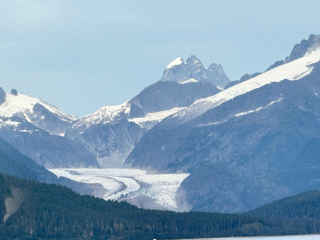 Snowy mountains and glacier scene.