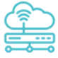 An icon of a cloud connected to a router.