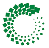 A circle made of green squares on a white background