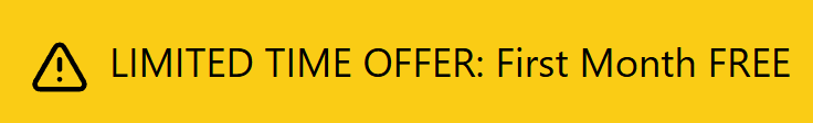 A yellow sign that says limited time offer first month free