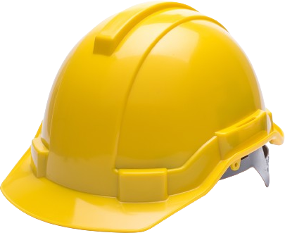 A yellow hard hat on a white background