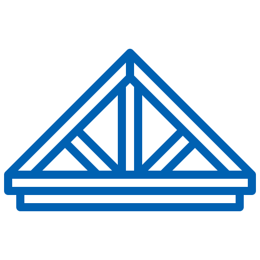 Blue roof truss icon.