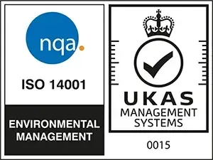 Two logos for iso 14001 and ukas management systems