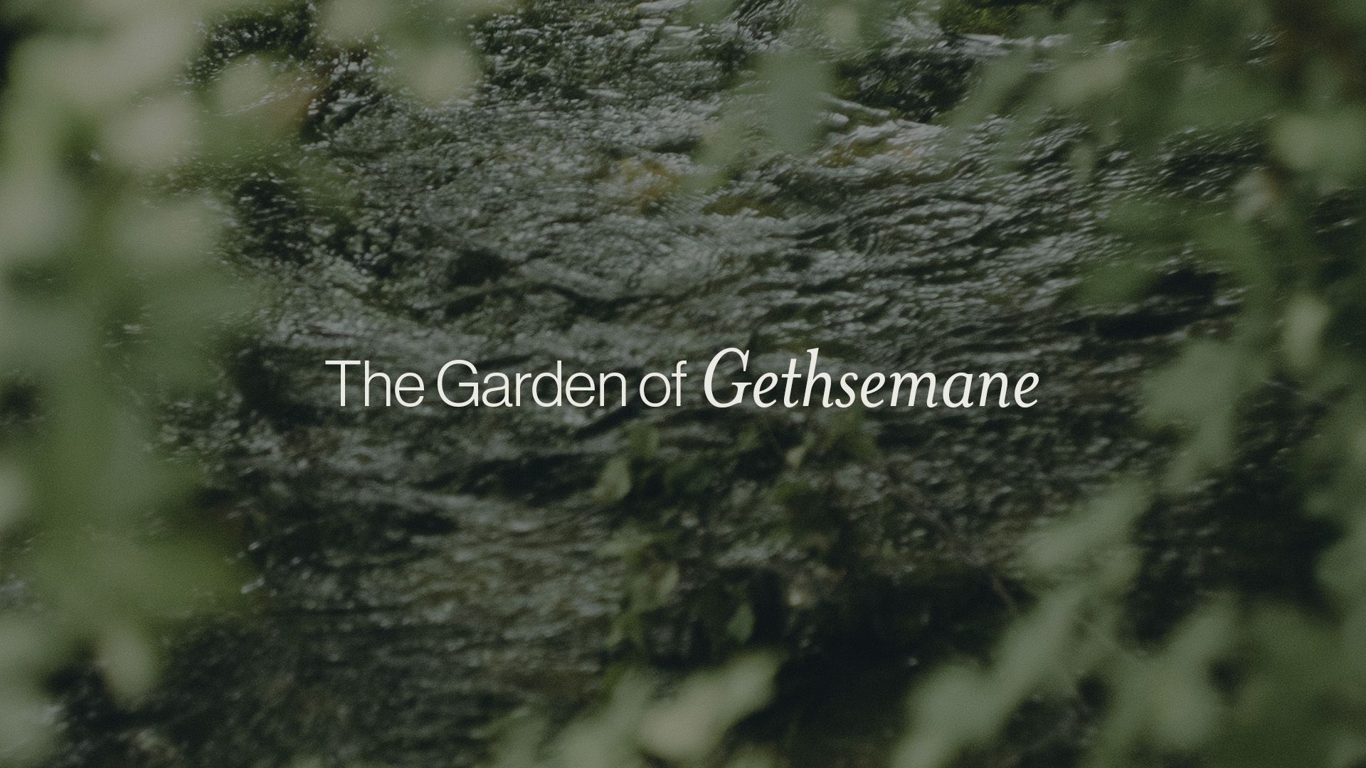 A close up of a river with the words `` the garden of gethsemane '' written on it.