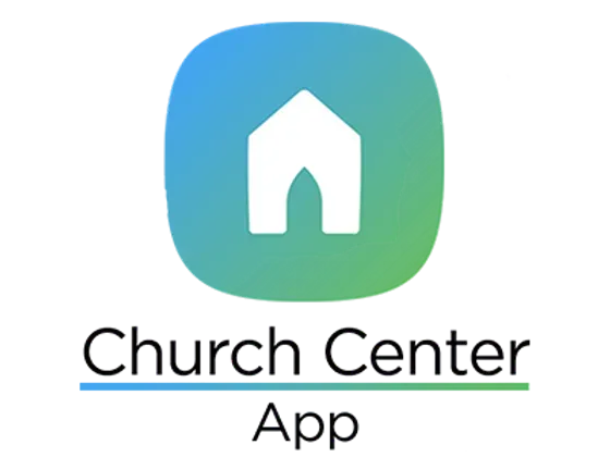 A logo for the church center app with a house on it