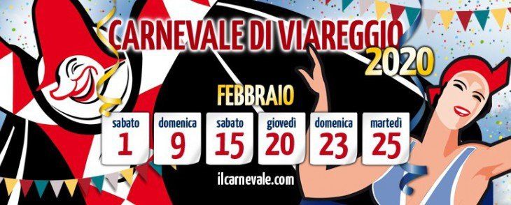 volantino con date del Carnevale di Viareggio 2020