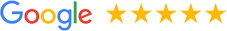 Google with five gold stars.