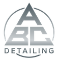 Gray “ABC Detailing” logo with stylized letters inside a circle on a white background