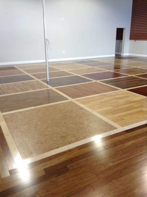 A room with many different types of wood floors