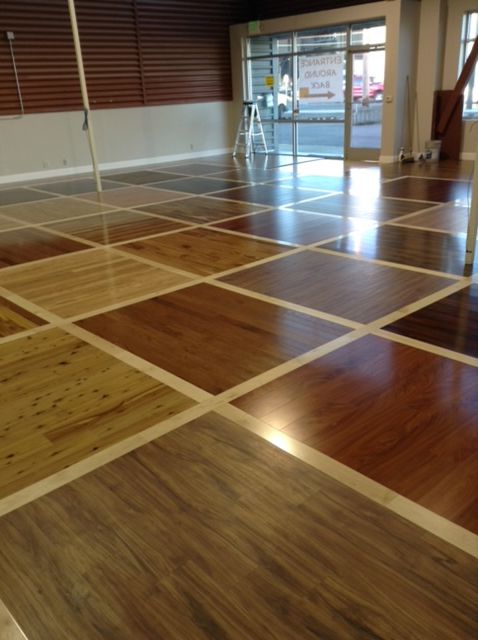 A room with a lot of squares on the floor