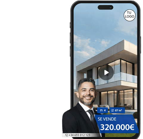 Foto de un móvil con plantilla de video