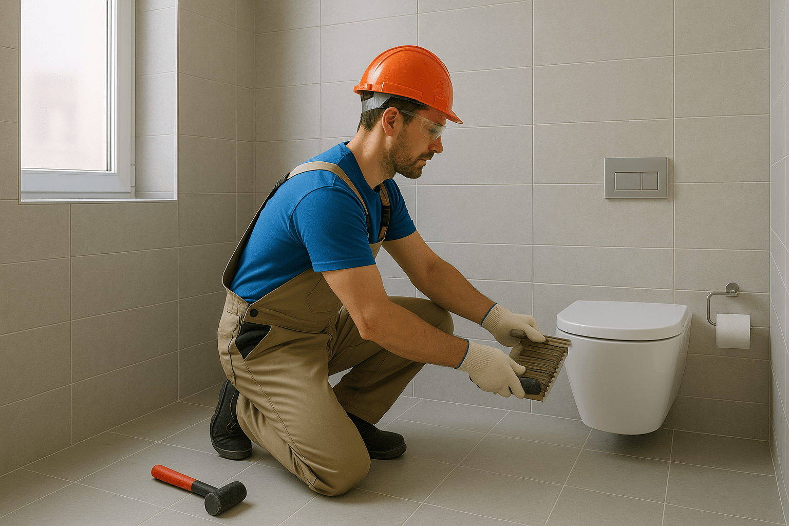 Obrero en baño