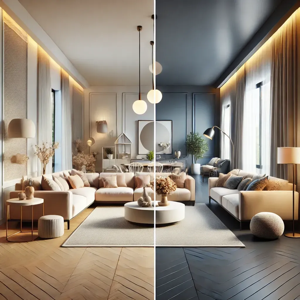 Render 3D de espacio interior con home staging virtual optimizado