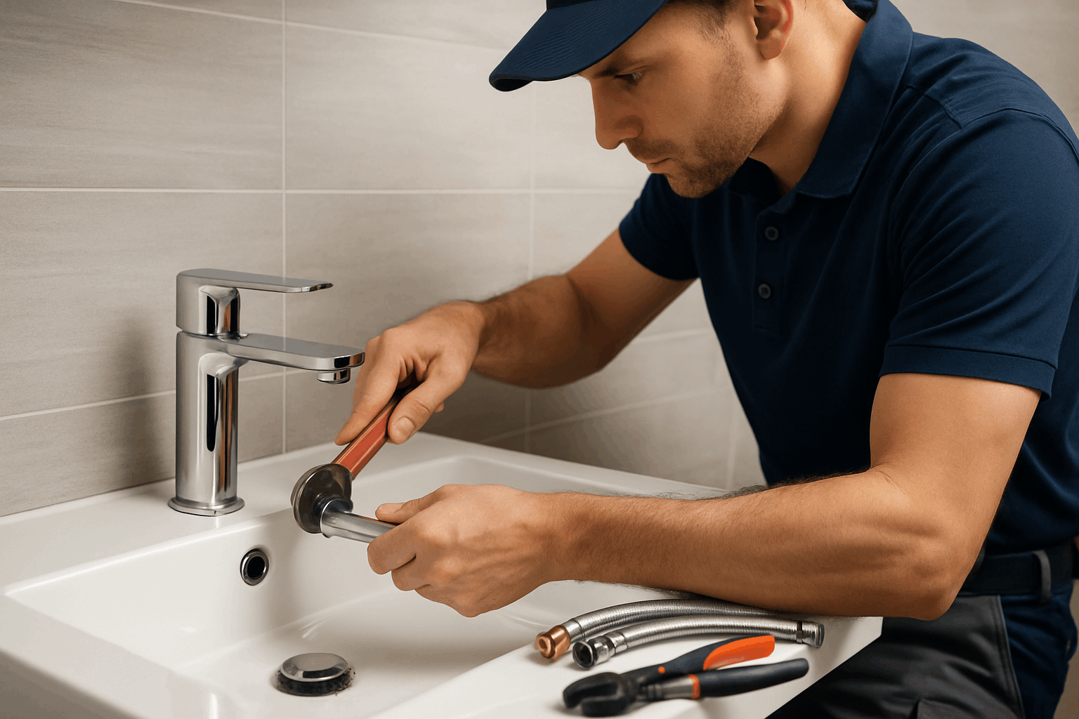 Tecnico profesional en un piso