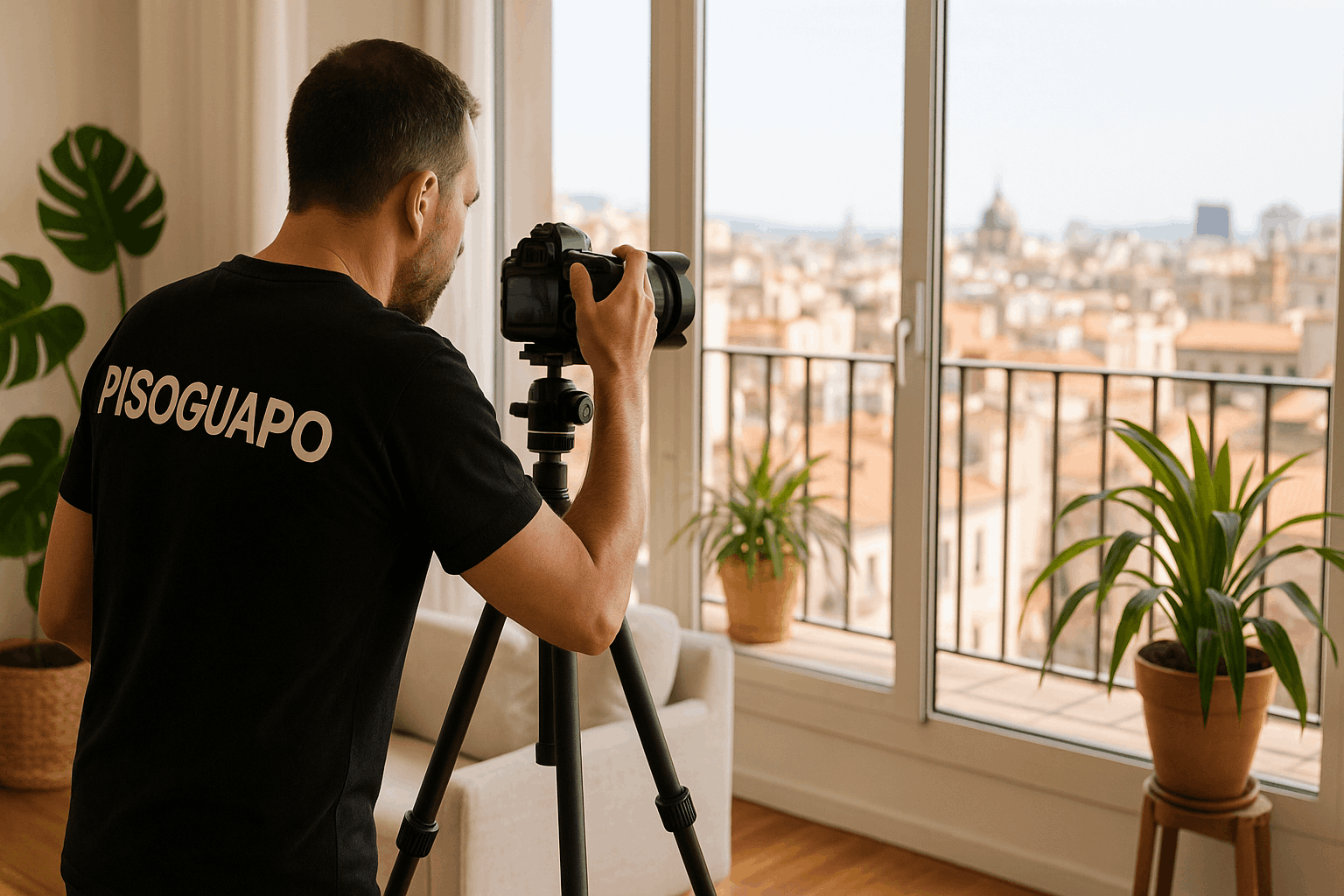 Un fotografo en barcelona con camara reflex