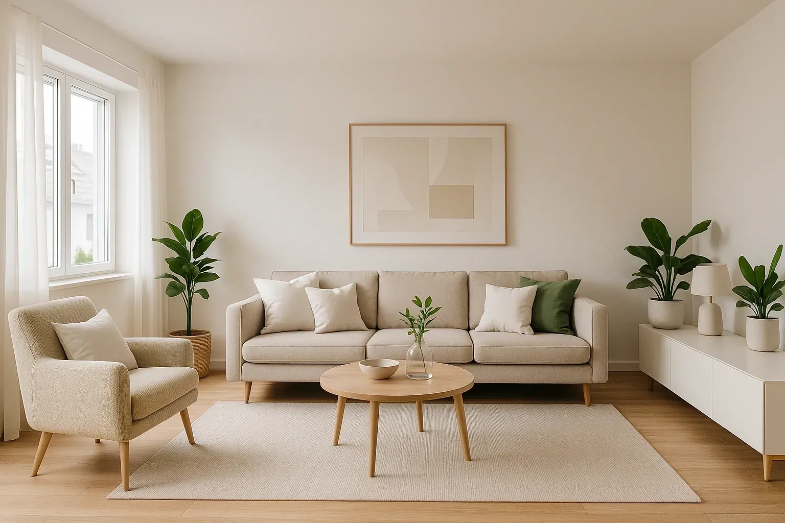 Salón decorado con home staging para vender rápido un piso en Barcelona