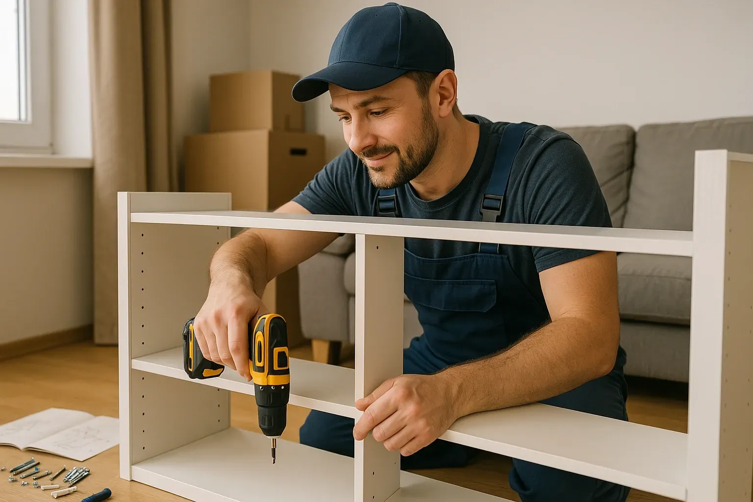 Tecnico profesional en un piso