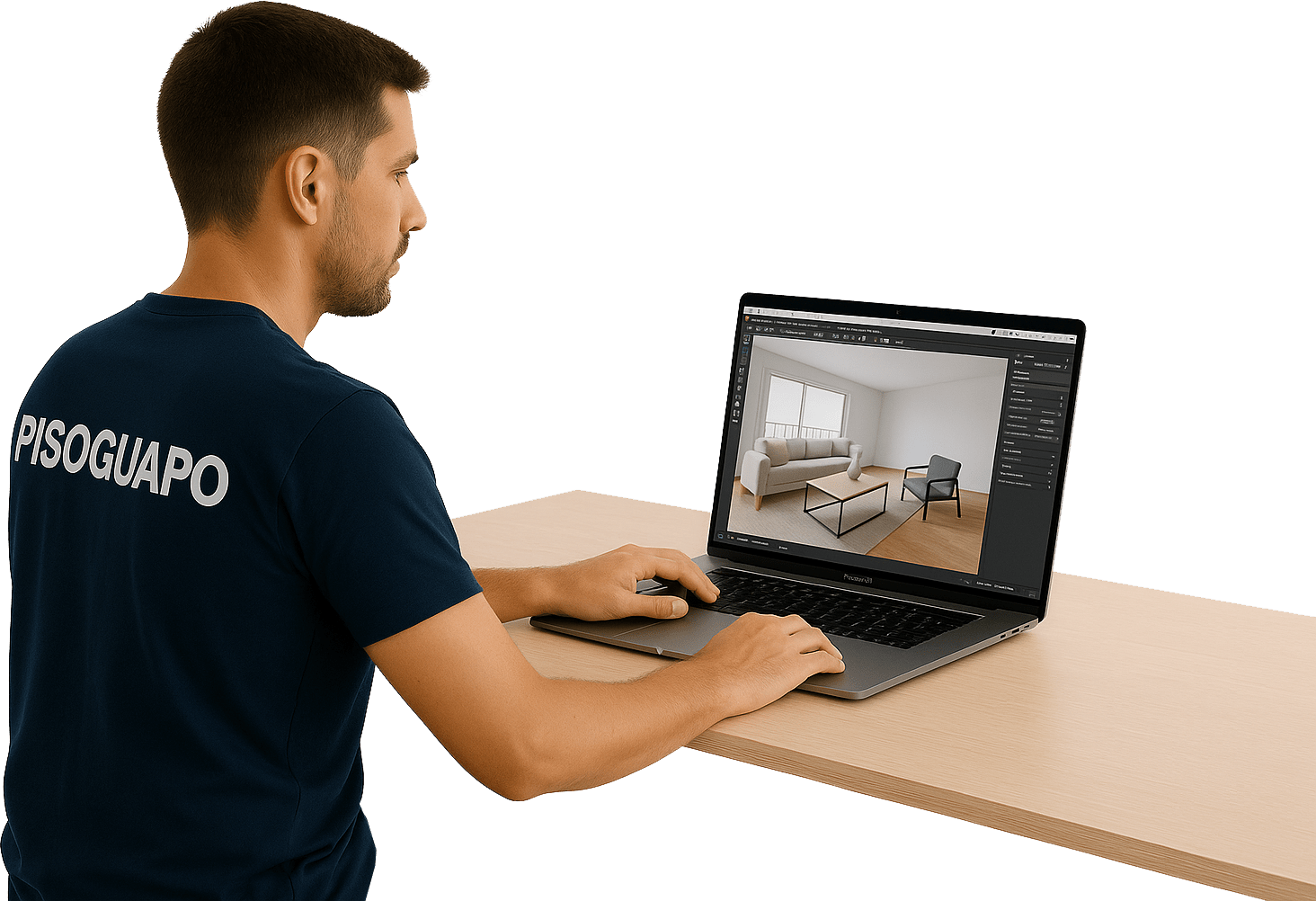 Foto de un diseñador haciendo renders 3d