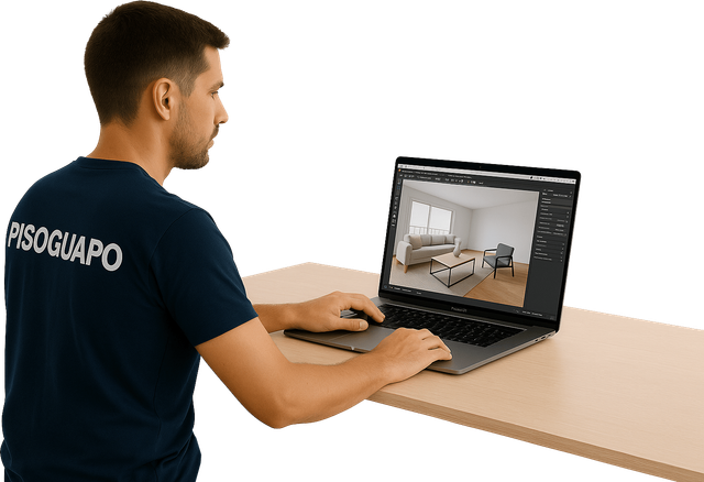 Foto de un diseñador haciendo renders 3d