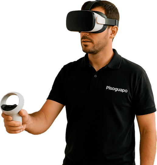 Foto de una persona con gafas virtuales