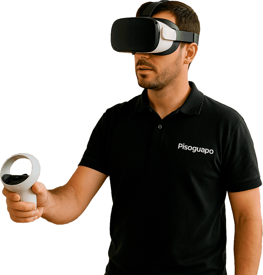 Foto de una persona con gafas virtuales