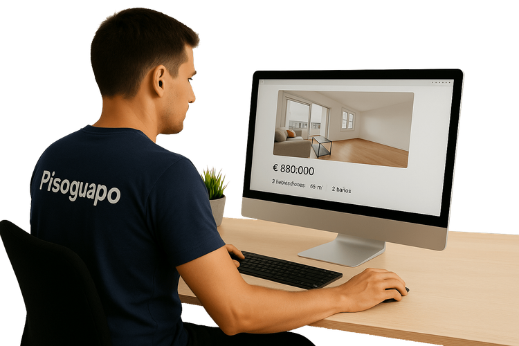 Foto de un diseñador con una website