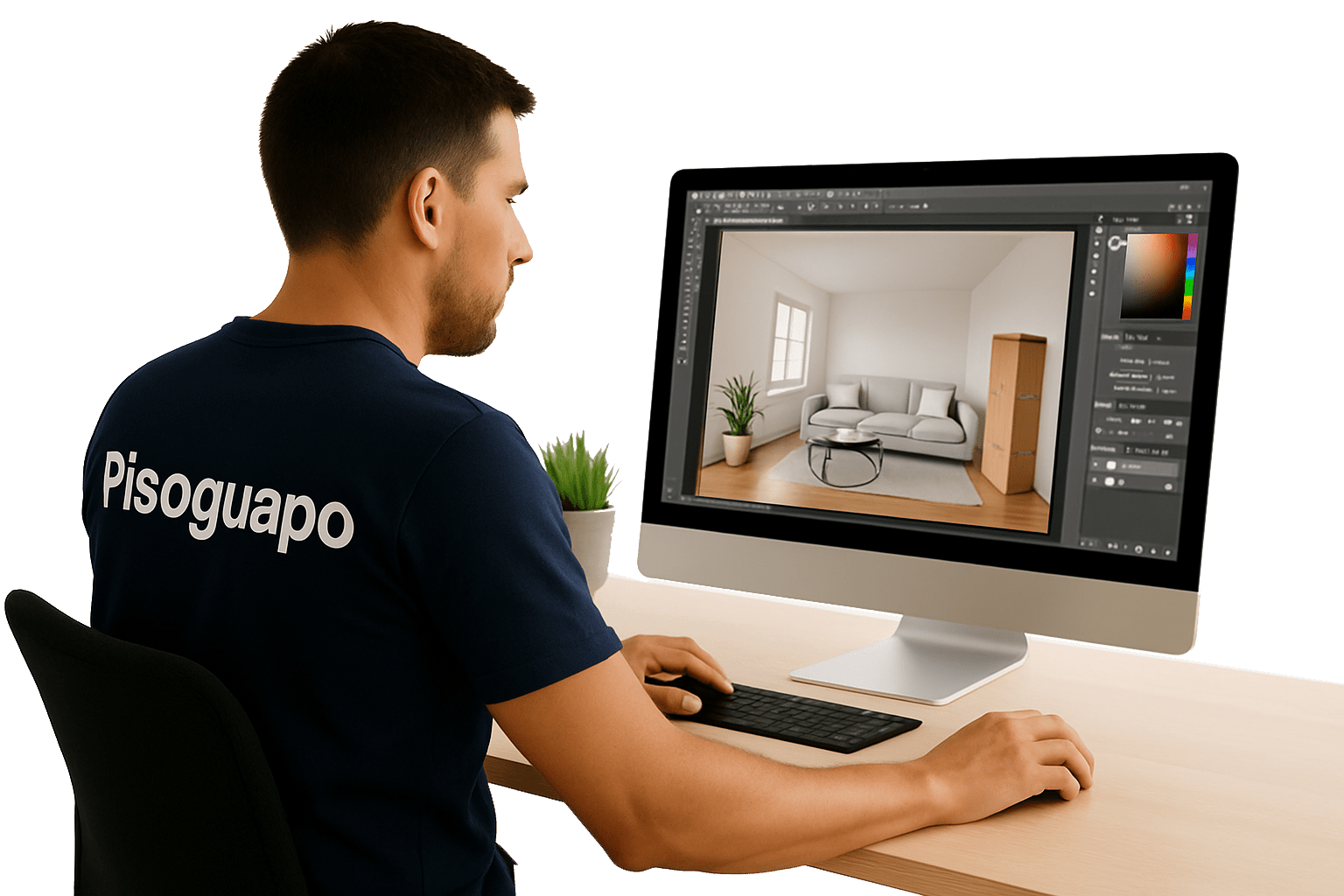 Foto de un diseñador decorando un piso