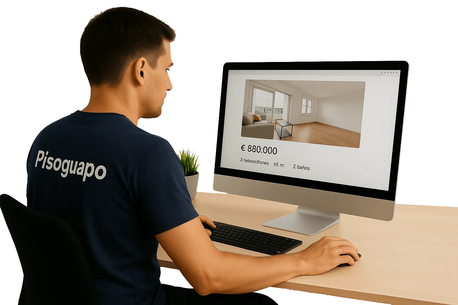 Foto de un diseñador con una website