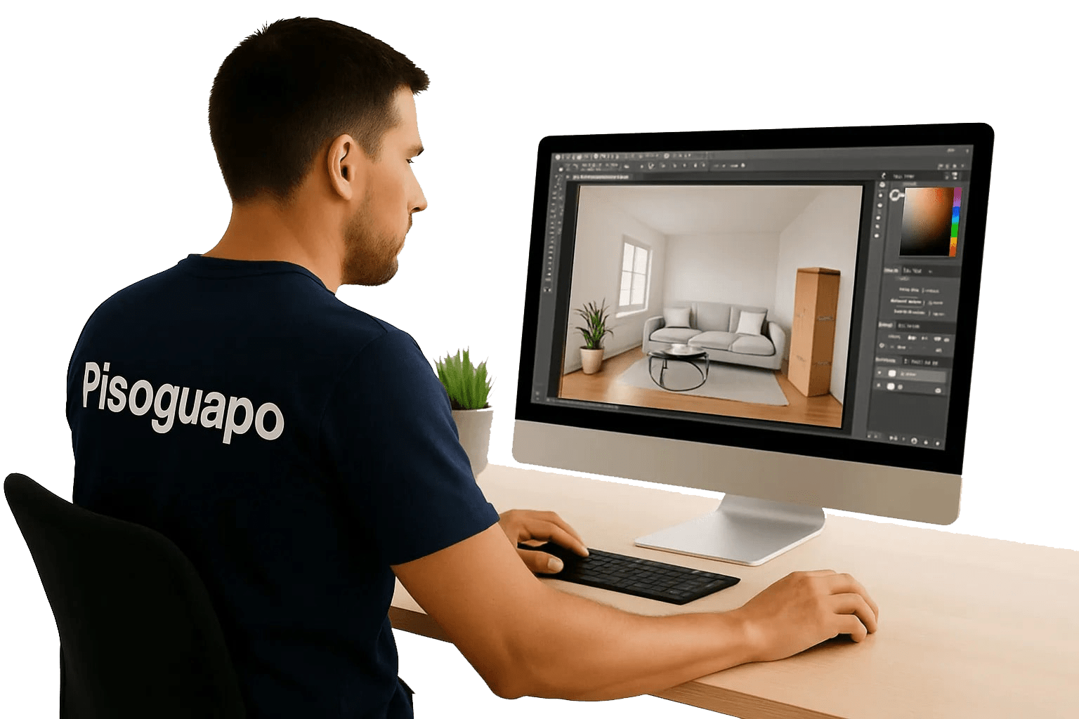 Foto de un diseñador decorando un piso