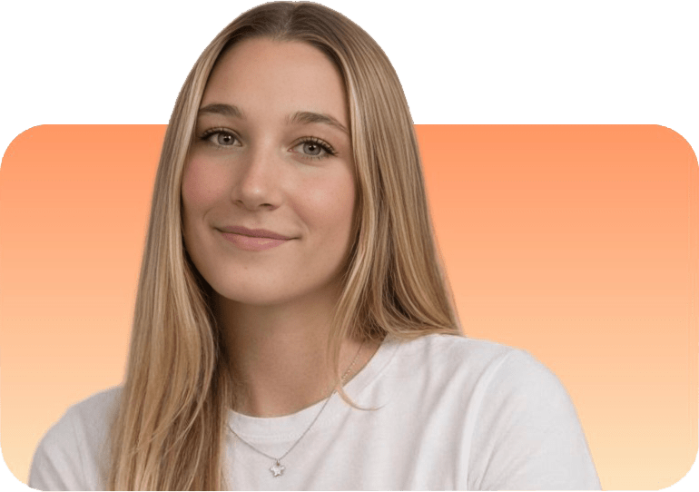 Foto de Yaiza con fondo naranja