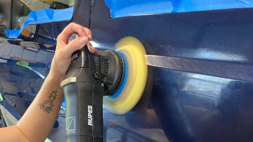 paint correction on a blue for expedition