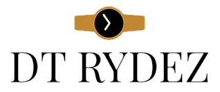 A logo for dt rydez with a watch on it