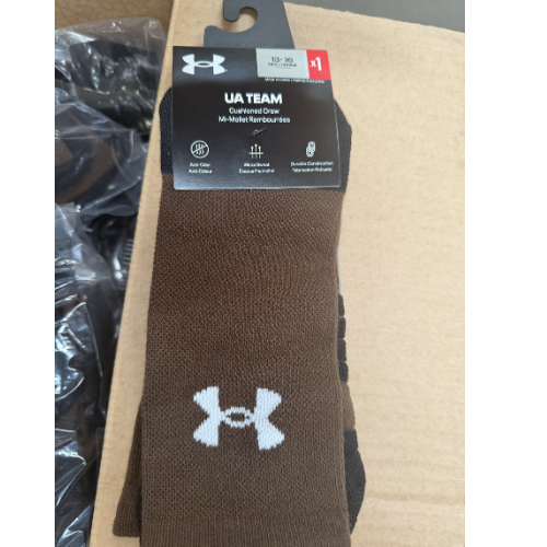 UA Soccer Cushioned OTC Socks M 7-8.5/W 6-10 Brown