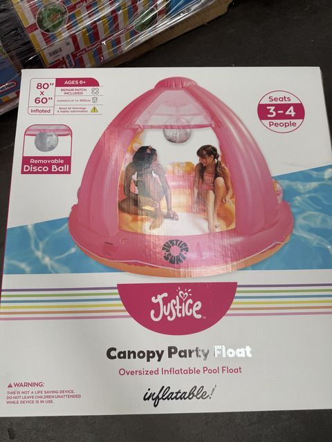 Justice Oversized Canopy Party Float Seats up to 4 People for Kids 6+ Pink; Unisex