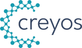 The logo for creyos is a blue circle with molecules around it.