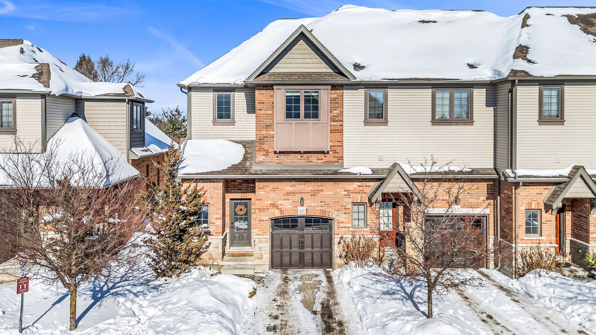 A Condo Townhouse in the winter. 