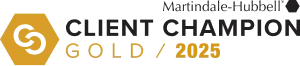 Icon depicting Martindale-Hubbell Client Champion Gold Rating for 2020