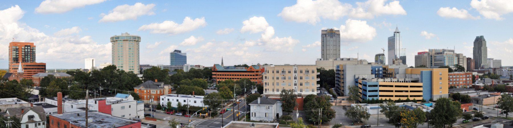Wide shot of buildings in Raleigh, NC