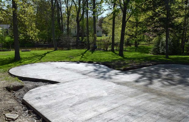 New Home House Stamped Patio Construction Concrete Cement Foundation Builders Smooth Surface 