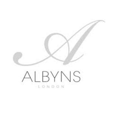 A logo for albyns london is shown on a white background.