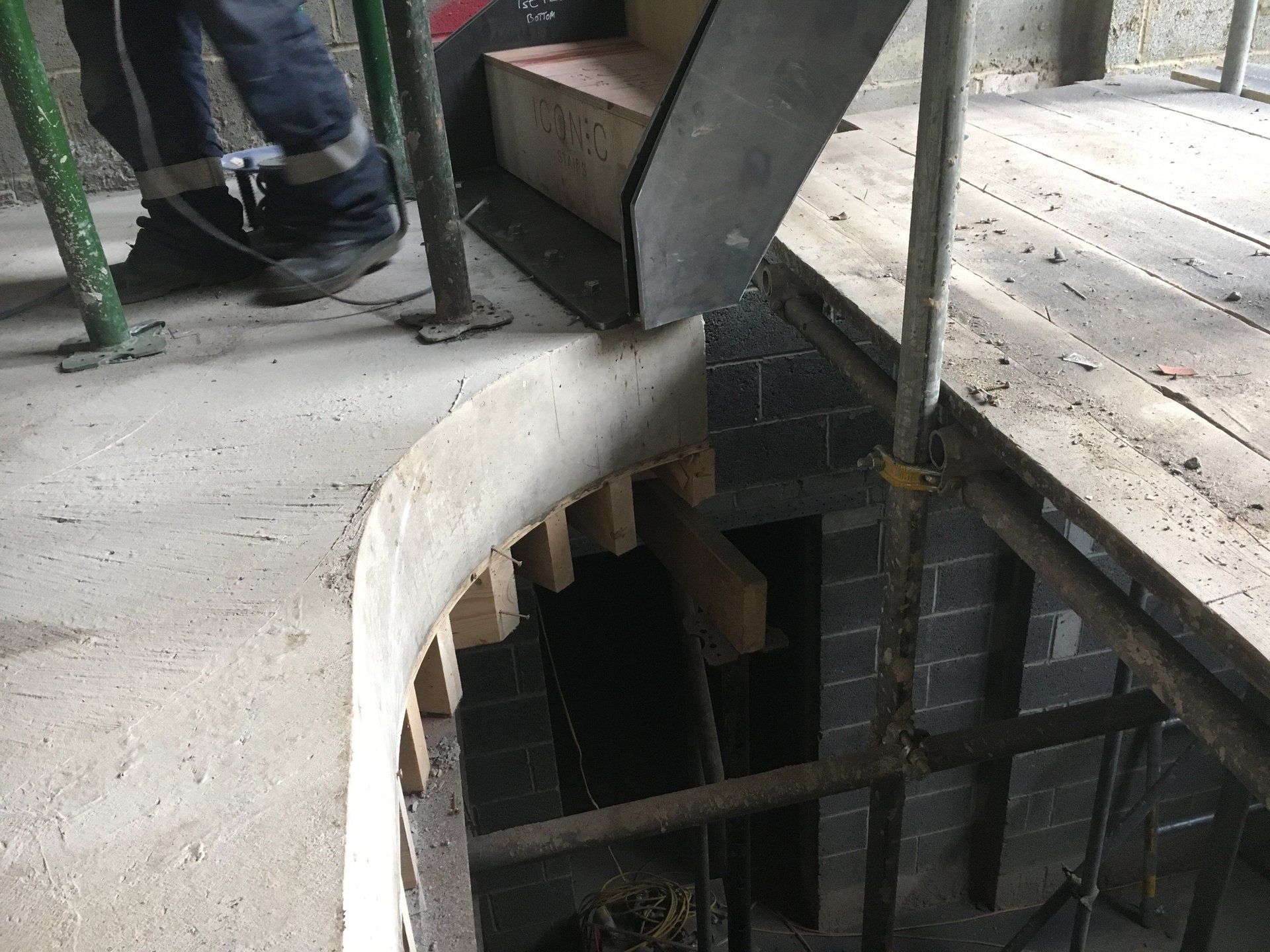 steel staircase with concrete landing