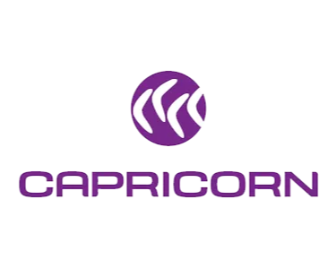 Purple Capricorn logo with a circular symbol and text.
