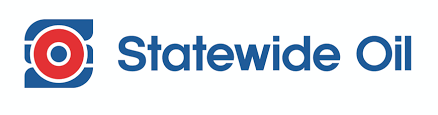 Logo of Statewide Oil: Blue letters, red and blue icon.
