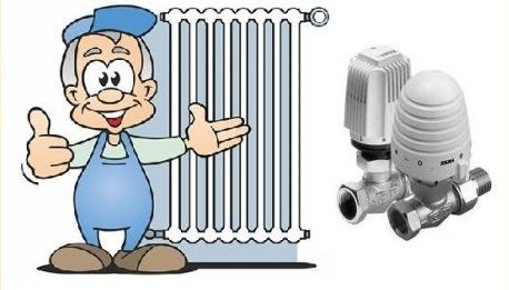 Immagine stilizzata di tecnico e valvole termostatiche