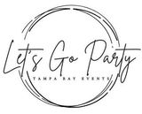 A black and white logo forLet’s Go Party Tampa Bay Events.