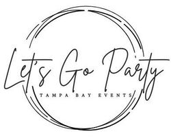 A black and white logo forLet’s Go Party Tampa Bay Events.