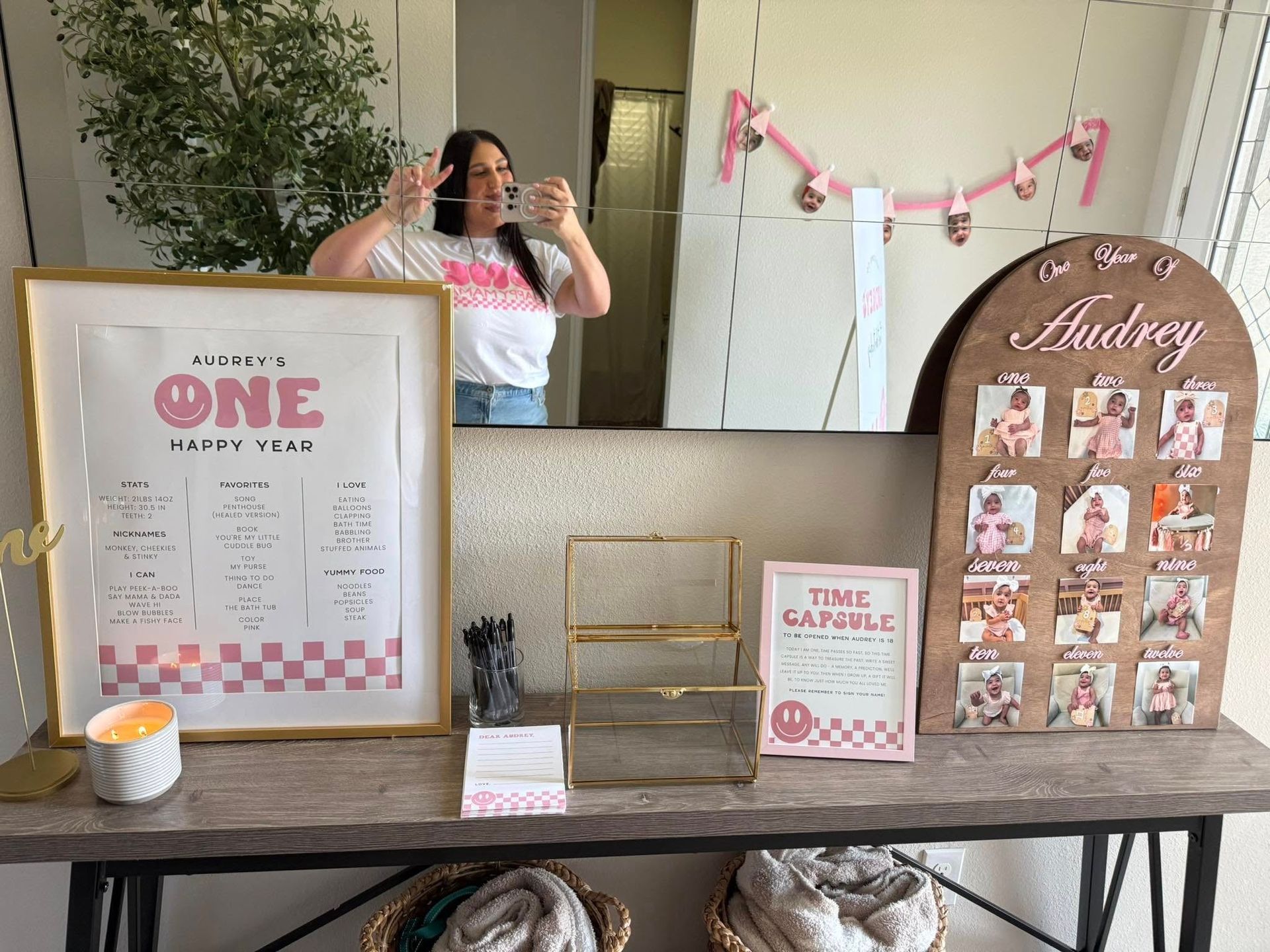 A woman is taking a picture of herself in a mirror.