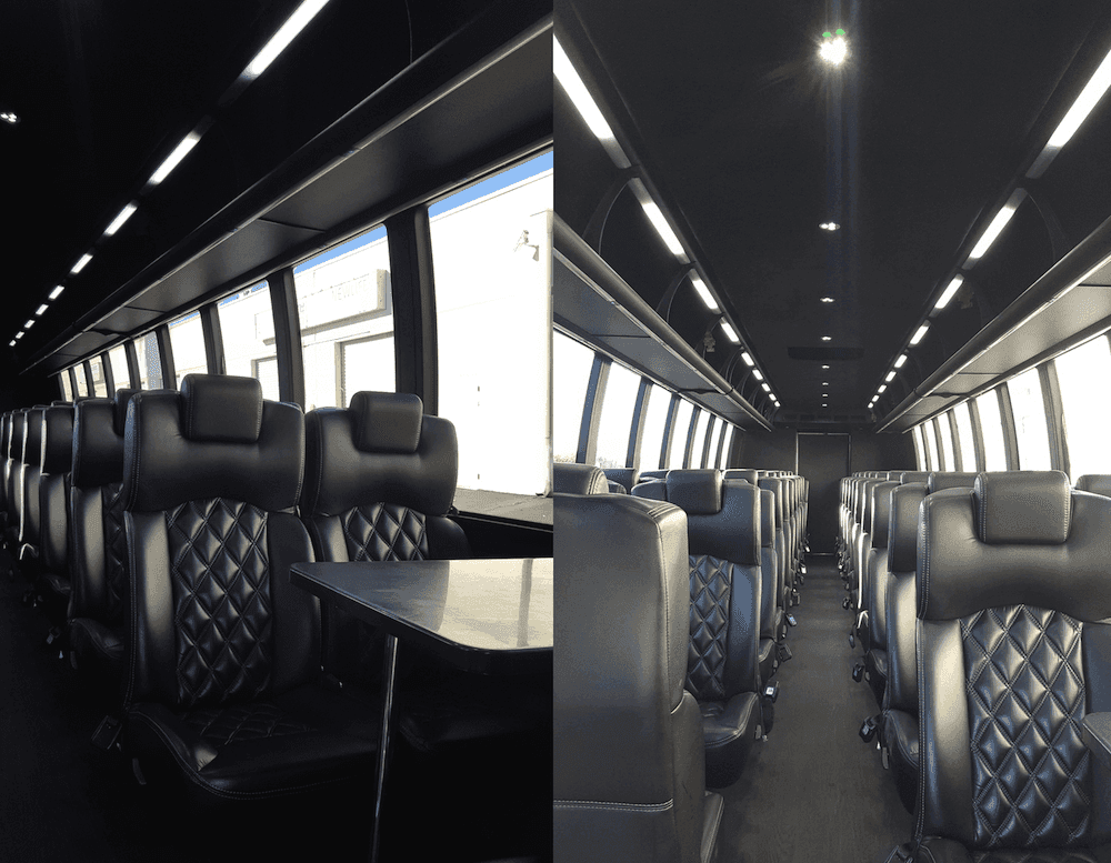 50 passenger party bus rental interior photo